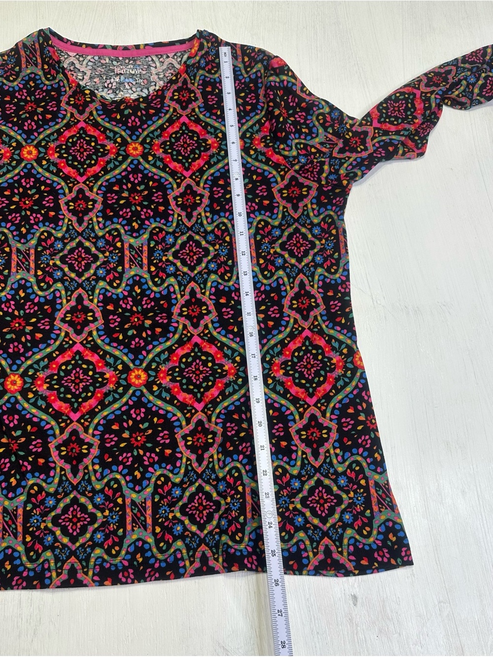 Croft & Barrow XL Classic Tee Boho Floral Geometric Print Long Sleeve Colorful - Picture 6 of 8